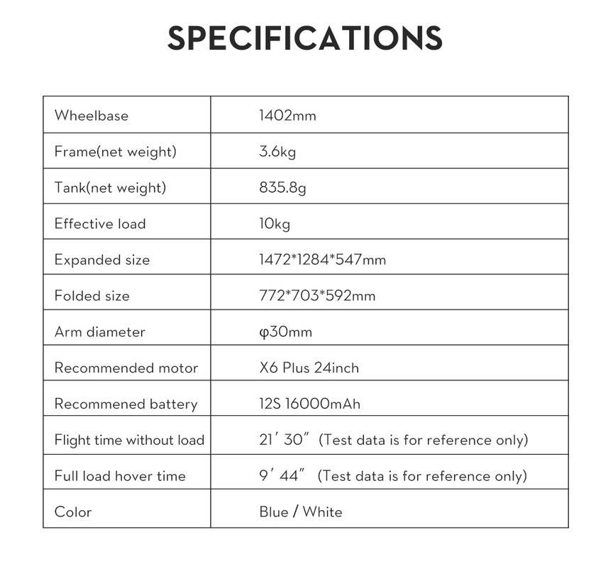 EFT E610 M 10L 6 Axis Agricultural Drone Frame in India Features