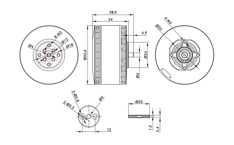 T Moter V505 KV260 12S Vtol Drone Power Motor in India (3)